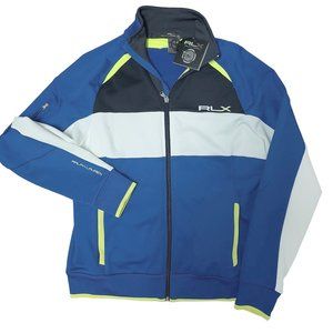 NEW $198 Polo Ralph Lauren RLX Jacket! S M L Blue & White Zip Front Golf Track
